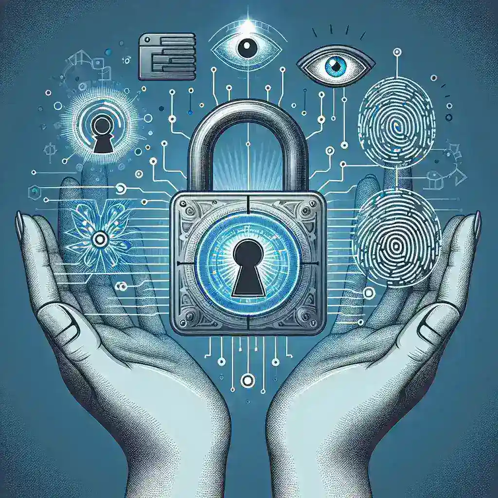 "Graphic illustrating passwordless authentication solutions, featuring user-friendly biometric verification methods, secure digital access icons, and data protection visuals, highlighting the future of digital security."