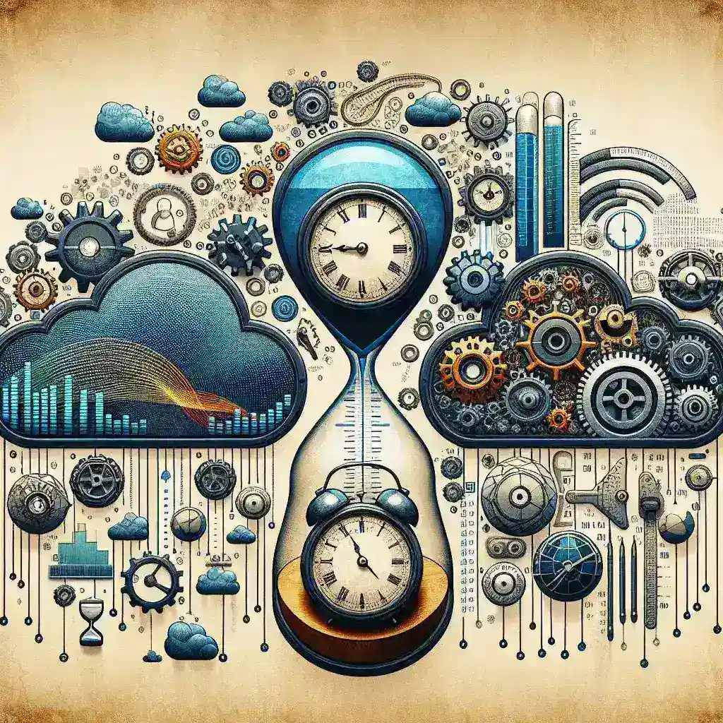 "Close-up of a developer’s hands typing on a laptop with performance monitoring graphs on the screen, highlighting tools for measuring async task latency in production environments."