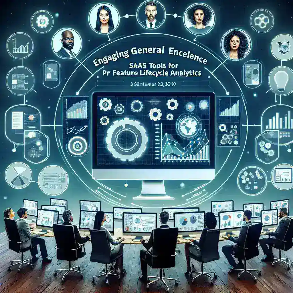 "Infographic showcasing top SaaS tools for Feature Lifecycle Analytics in product management, highlighting key features and benefits for optimizing product development and performance."