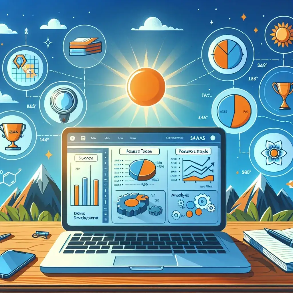 "Infographic showcasing the top SaaS tools for feature lifecycle analytics, highlighting key features and benefits for successful product development in the tech industry."